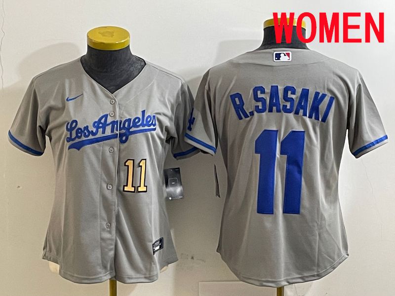 Women Los Angeles Dodgers 11 R.Sasaki Grey Game 2025 Nike MLB Jersey style 10
